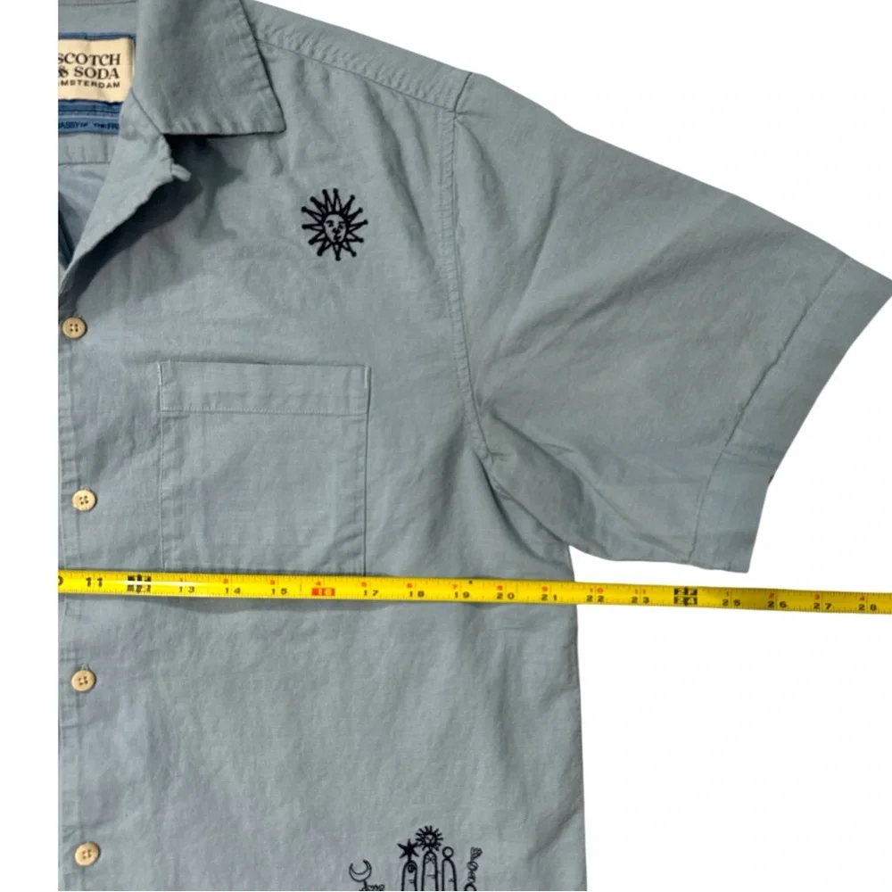 Casual Blue‎ Graphic Button-Down Shirt